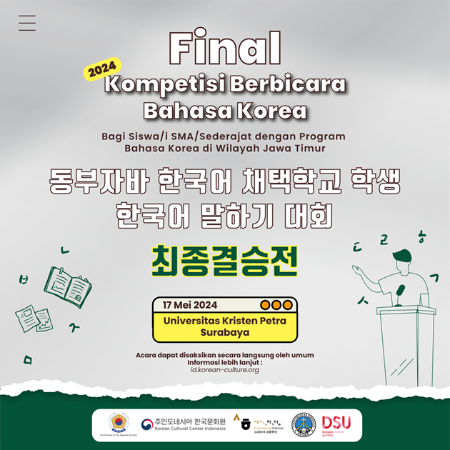 [BABAK FINAL] Kompetisi Berbicara Bahasa Korea 2024 Bagi Siswa/i SMA/Sederajat dengan Program Bahasa Korea di Wilayah Jawa Timur